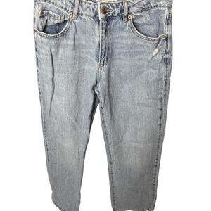 Garage Denim Slouchy Mom Jeans Light Wash Distressed Size 3 26 High Rise Rigid